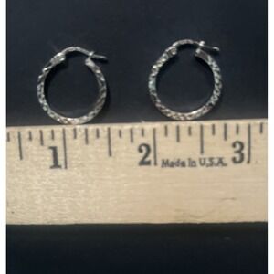 3/4" Diamond Cut Silver 925 Stamped Hoops Snap Back New Earrings 1.85 mm Thick